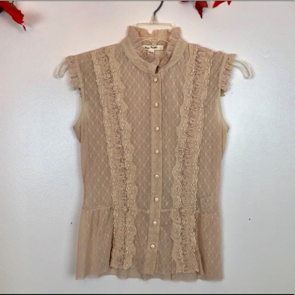 Free People Lace Peplum Top